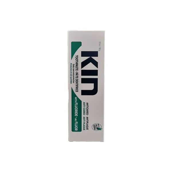 Étui blanc et vert du dentifrice KIN aloe vera 125 ml