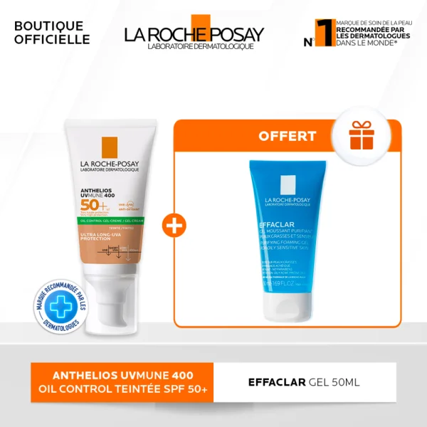 🎁 Pack 🎁 LA ROCHE-POSAY Anthelios Oil Control Matifiante Teinte SPF50 50ml + Effaclar Gel Pack – photo 2