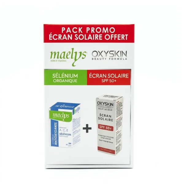 Maelys Selenium 60 Gelules + Oxyskin Ecran Solaire Spf50+50ml pack
