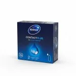 Boîte Manix Contact Plus 2 préservatifs fins et extra-lubrifiés, fond blanc