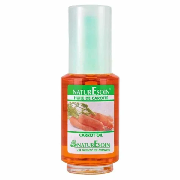 Flacon pompe NaturEsoin huile de carotte 50 ml liquide orange étiquette carottes