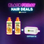 Deux flacons Garnier Ultra Doux Honey Treasures crème sans rinçage et trousse blanche