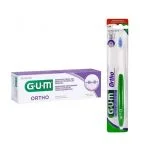 Étui gel dentifrice GUM Ortho et brosse à dents Ortho 124 verte