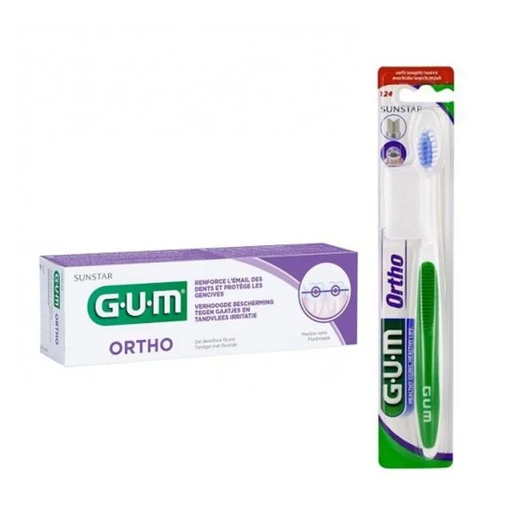 🎁 Pack 🎁 GUM Dent Ortho 75ml+Bad Orthontic 124 Pack