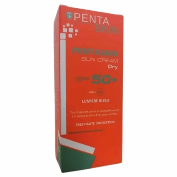 Étui orange Pentaskin crème solaire SPF50+ toucher sec 50 ml