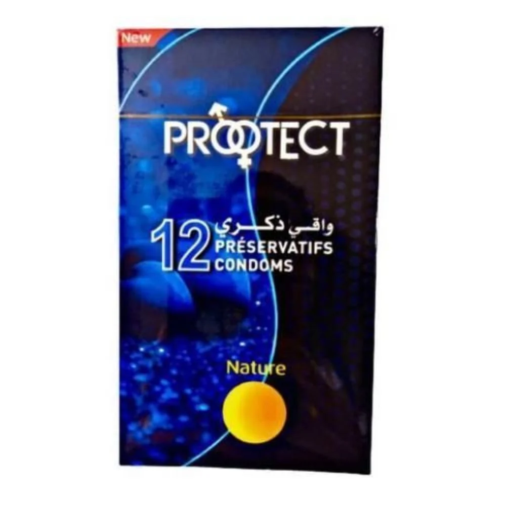 prootect-preservatifs-nature-12-pcs.jpg Boîte bleu foncé Prootect Nature, 12 préservatifs, packaging avec logo doré