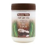 Pot brun d'huile de coco Racine-Vita avec palmes et noix de coco