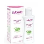 Flacon blanc Saforelle Soin Lavant Doux 100 ml avec son étui rose