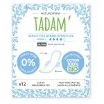 Paquet blanc à motif feuilles Tadam Serviettes Ultra Coton Bio Super+, x12
