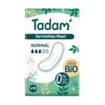 Paquet vert Tadam serviettes Maxi Normal coton bio 0 % parfum x18