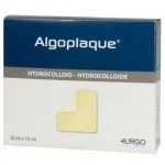 Boîte Urgo Algoplaque hydrocolloïde dix centimètres avec pansement jaune illustré