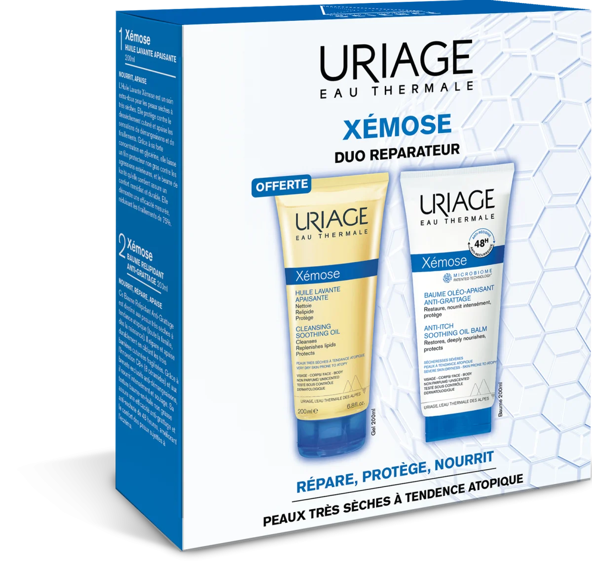 uriage-eau-thermale-xemose-ma-routine-peaux-tres-seches-et-a-tendences-atopique.png Coffret Uriage Xémose Duo Réparateur avec huile lavante et baume 200 ml
