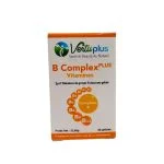 Boîte Vertuplus B Complex Plus vitamines groupe B, 60 gélules, étui orange et blanc
