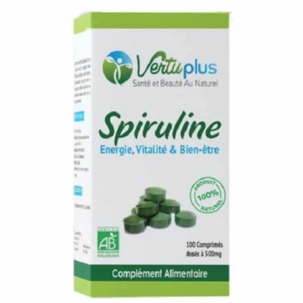 Vertuplus Spiruline Energie, Vitalite et Bien-Etre 500mg 200 Comprimes