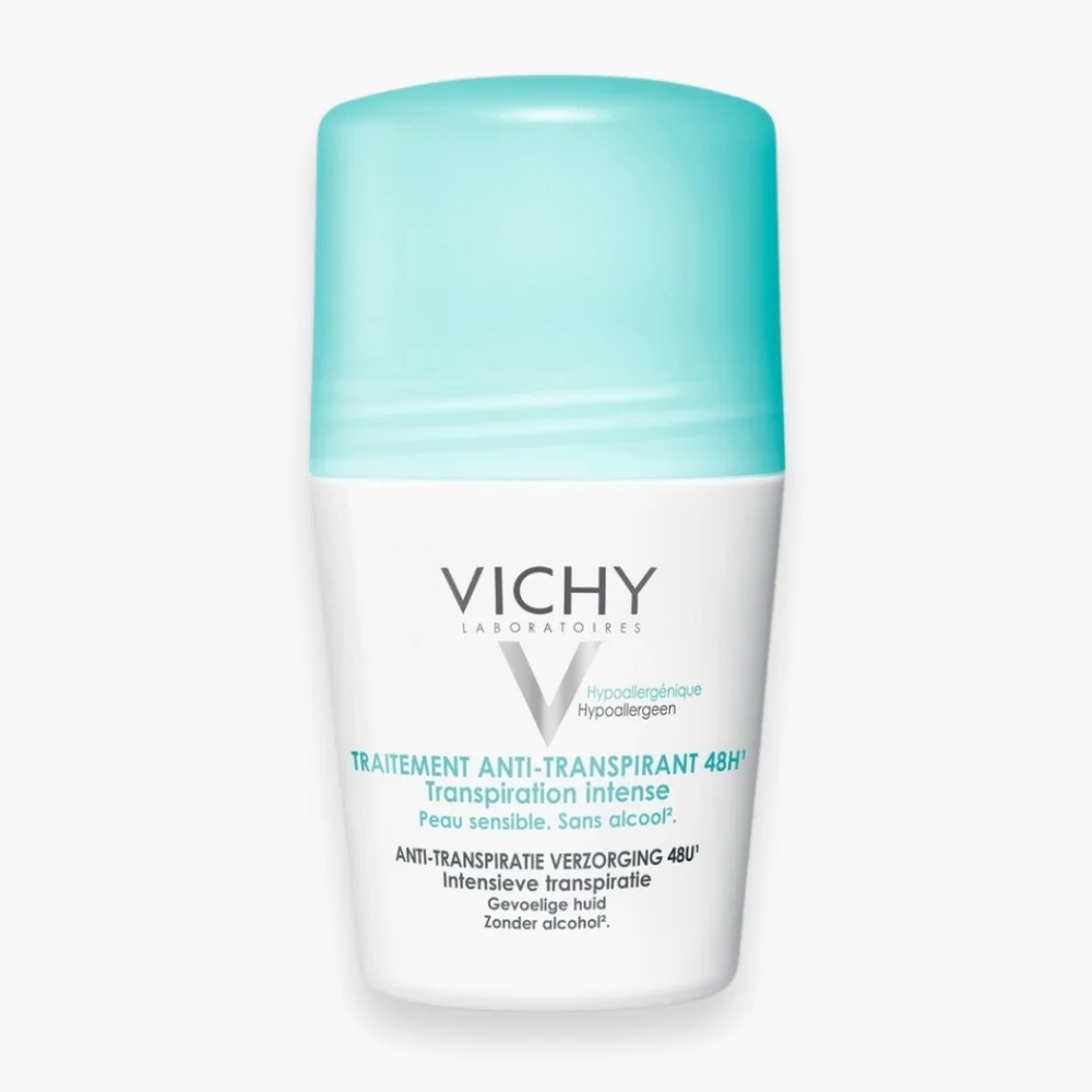 vichy-deodorant-roll-on-traitement-anti-transpirant-intense-48h-50ml.jpg Roll-on blanc et vert d'eau Vichy anti-transpirant 48h transpiration intense 50 ml