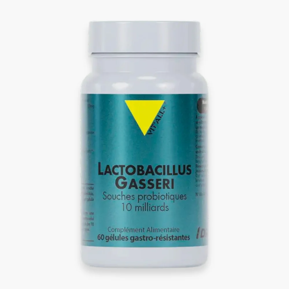vitall-lactobacilius-gasseri-100mg-souches-probiotiques-10-milliards-60-gelules.jpg Flacon turquoise Vitall+ Lactobacillus Gasseri 60 gélules gastro-résistantes
