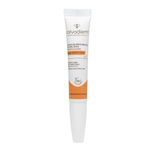 Tube applicateur blanc et orange Alvadiem soin ongles kérato-lissant