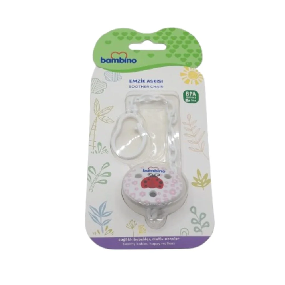 Bambino Attache Sucette Ref P0571 Blister Bambino attache-sucette blanche avec clip motif coccinelle rouge