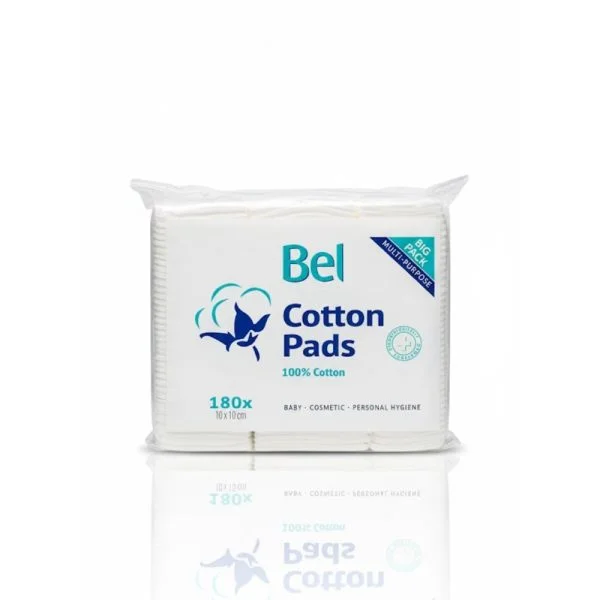 Sachet transparent de carrés de coton Bel 100% coton 180 pièces