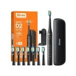 Brosse à dents électrique Bitvae Daily D2 noire, têtes et étui de voyage