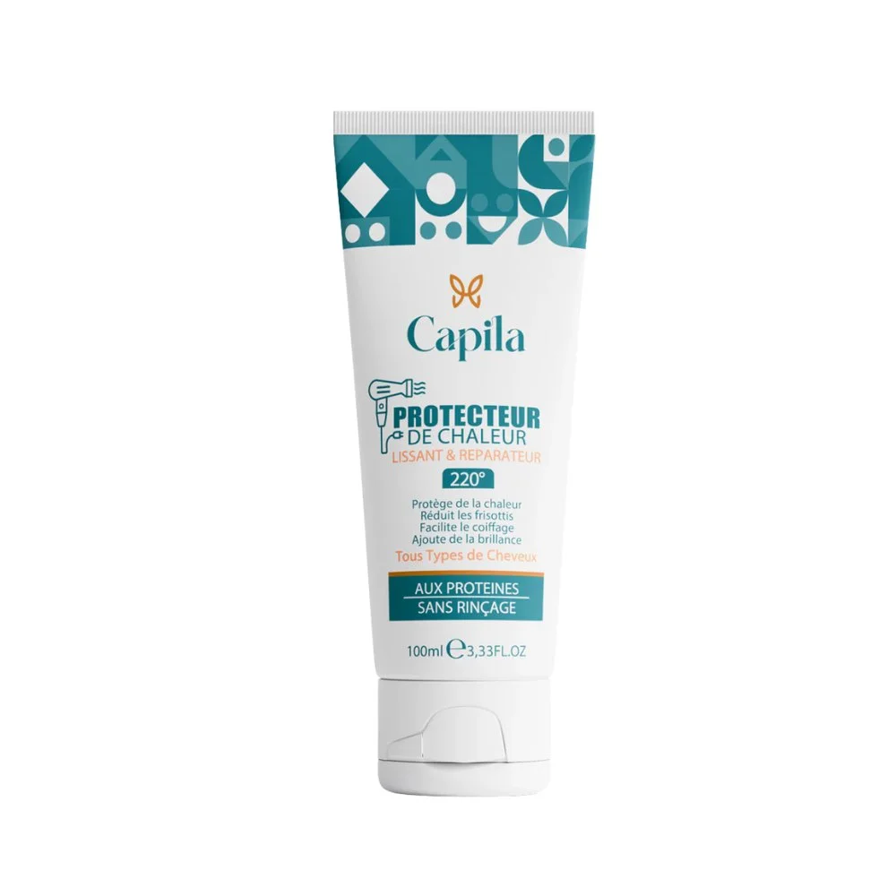 Capila Protecteur De Chaleur Lissant & Reparateur 100ml Tube blanc et bleu Capila protecteur de chaleur cheveux, 100 ml