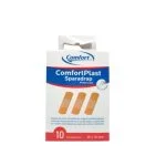 Petite boîte blanche et bleue ComfortPlast sparadrap prédécoupé 10 pansements