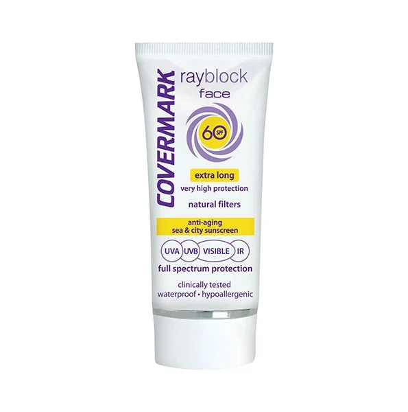 Tube blanc Covermark Rayblock Face SPF 60, protection solaire visage