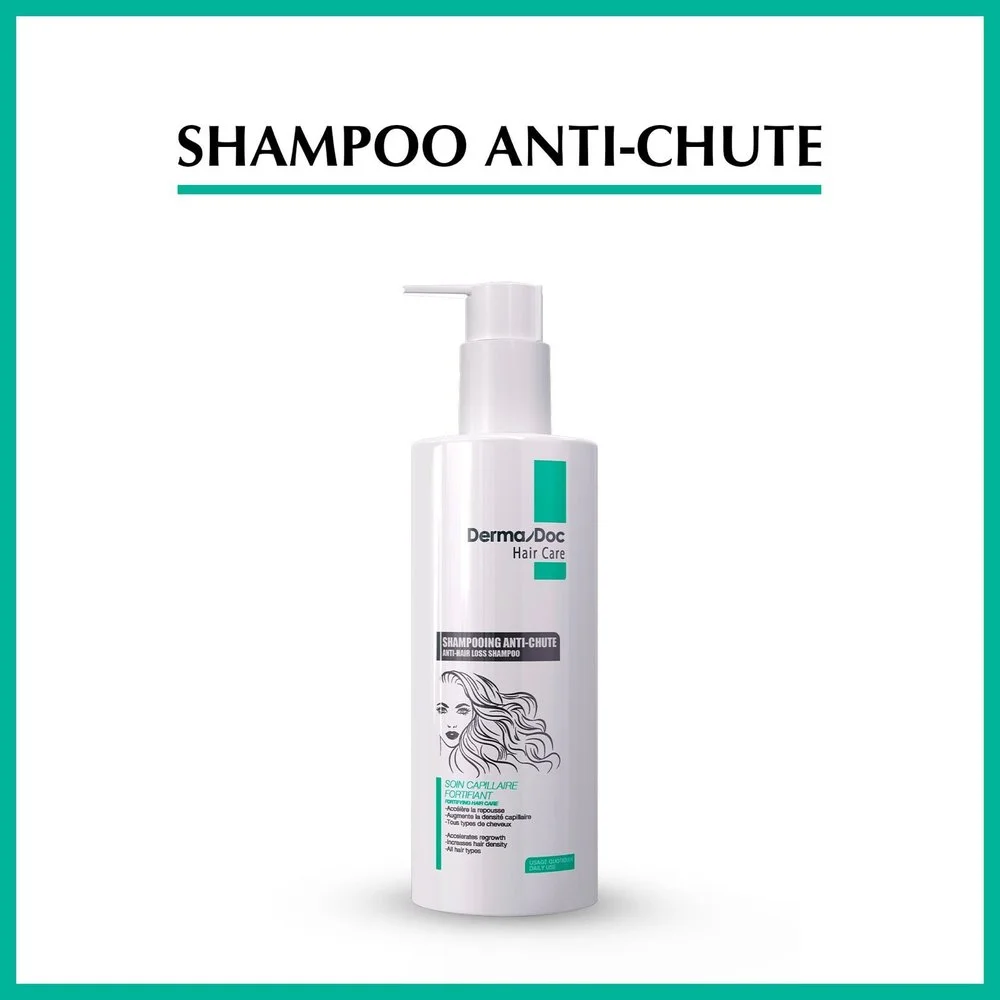 DermaDoc Shampooing Anti-Chute Flacon pompe blanc et vert DermaDoc Hair Care shampooing anti-chute fortifiant
