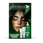 Coffret vert Dermocare : gel nettoyant, crème hydratante et solaire