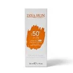 Étui blanc Diva Skin, crème solaire SPF 50+ 50 ml, touche orange