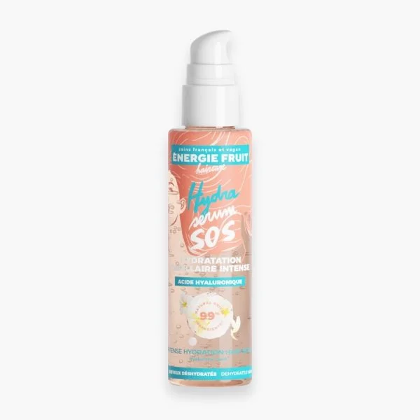 Flacon-pompe rose Énergie Fruit Hydra Sérum SOS hydratation capillaire 75 ml
