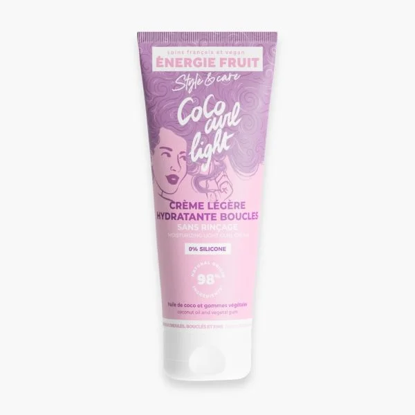 Tube violet Énergie Fruit Coco Curl Light crème hydratante boucles 250 ml