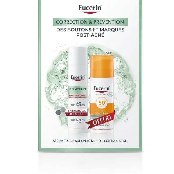 Coffret Eucerin DermoPure Pack Promo Anti-Acné sérum et soin solaire