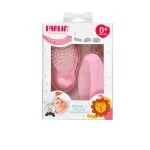 Coffret Farlin brosse et peigne roses pour bébé, fenêtre transparente