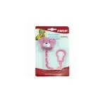 Attache-sucette Farlin rose motif ourson avec chaînette sous blister