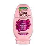 Flacon rose Garnier Ultra Doux Grape Moisture, après-shampoing à l'eau de raisin