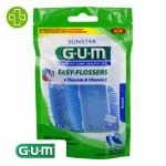 Sachet vert GUM Easy-Flossers, 30 porte-fils cirés au fluor, parfum menthe