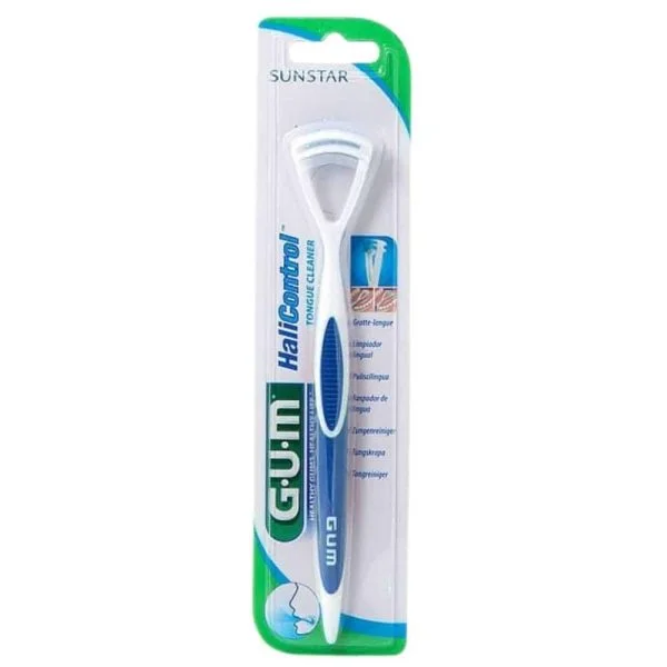 Gratte-langue GUM HaliControl bleu et blanc sous blister Sunstar