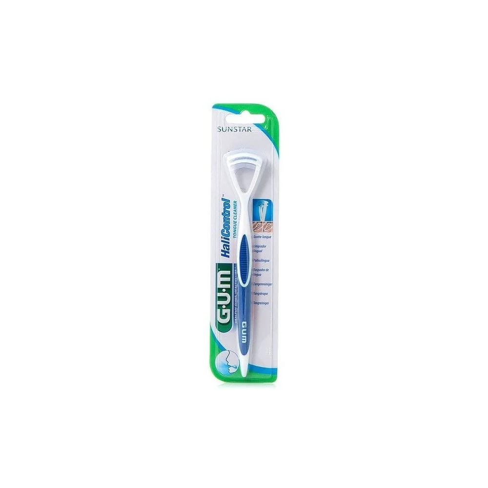 Gum Nettoyeur De Langue HaliControl Gratte-langue GUM HaliControl bleu et blanc sous blister vert