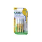 Blister de quatre brossettes interdentaires GUM Trav-Ler jaunes avec capuchon