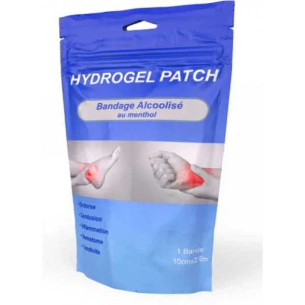 Sachet bleu Hydrogel Patch, bandage alcoolisé menthol, cheville et poignet