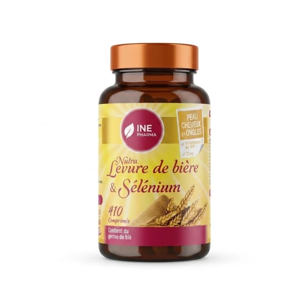 Flacon ambré INE Pharma Nutra levure de bière et sélénium 410 comprimés