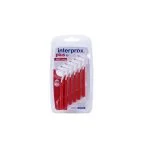 Blister rouge de six brossettes interdentaires coniques Interprox Plus Mini