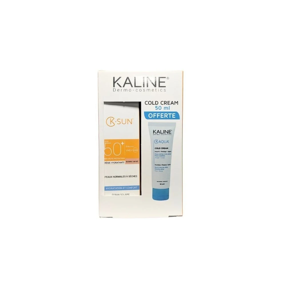Kaline Écran Bonne Mine + Cold Cream Pack Coffret Kaline écran solaire K-Sun SPF50+ et Cold Cream K-Aqua