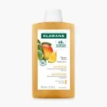 Flacon Klorane 400 ml, shampoing nutrition à la mangue pour cheveux secs