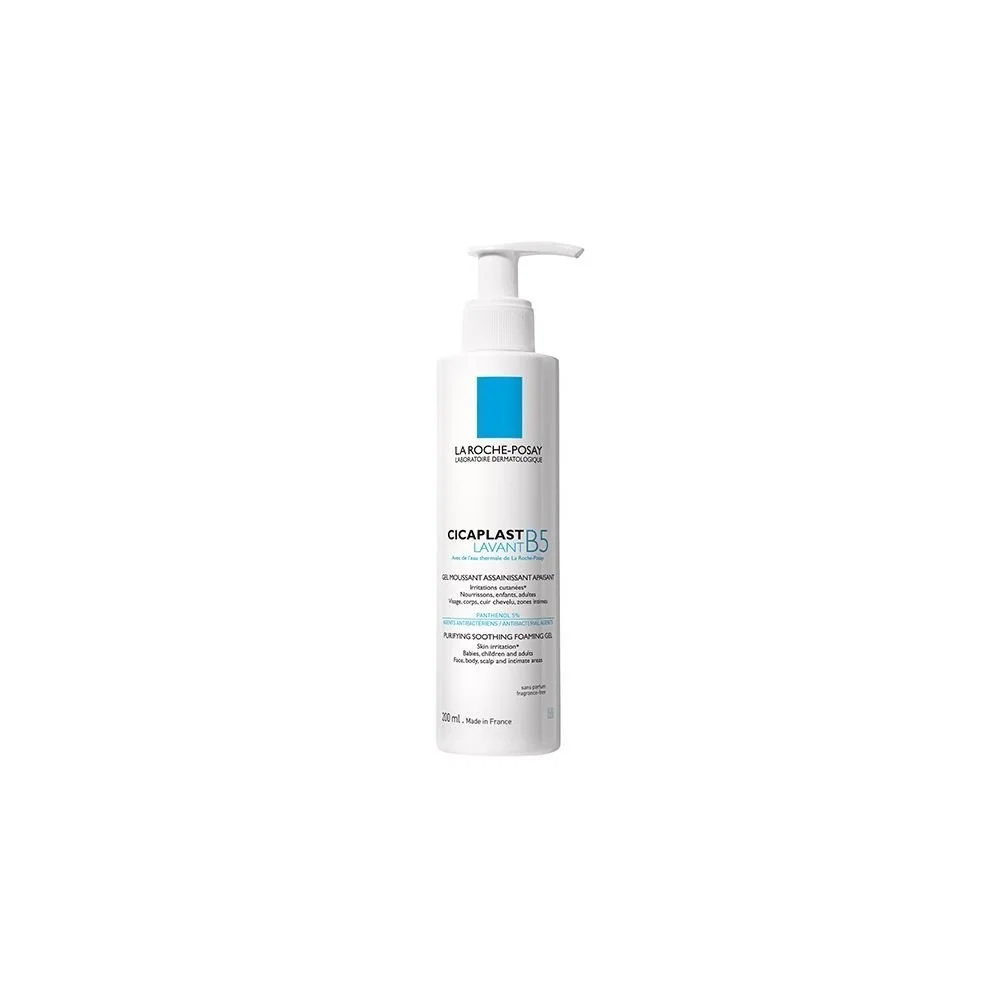 La Roche-Posay Cicaplast B5 Gel Lavant Peau Irritée et Fragilisée | 200ml Flacon-pompe blanc Cicaplast Lavant B5 gel moussant La Roche-Posay 200 ml