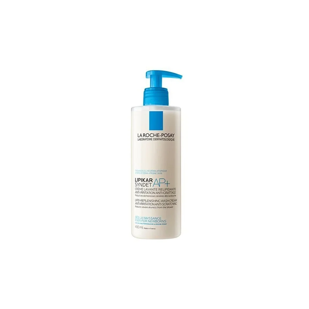 La Roche-Posay Lipikar Syndet AP+ Peau Sèche et Eczéma Atopique | 400ml Flacon pompe beige à pompe bleue Lipikar Syndet AP+ 400 ml