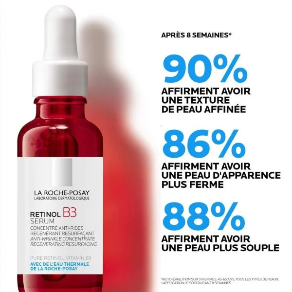 Flacon rouge compte-gouttes du sérum Retinol B3 La Roche-Posay