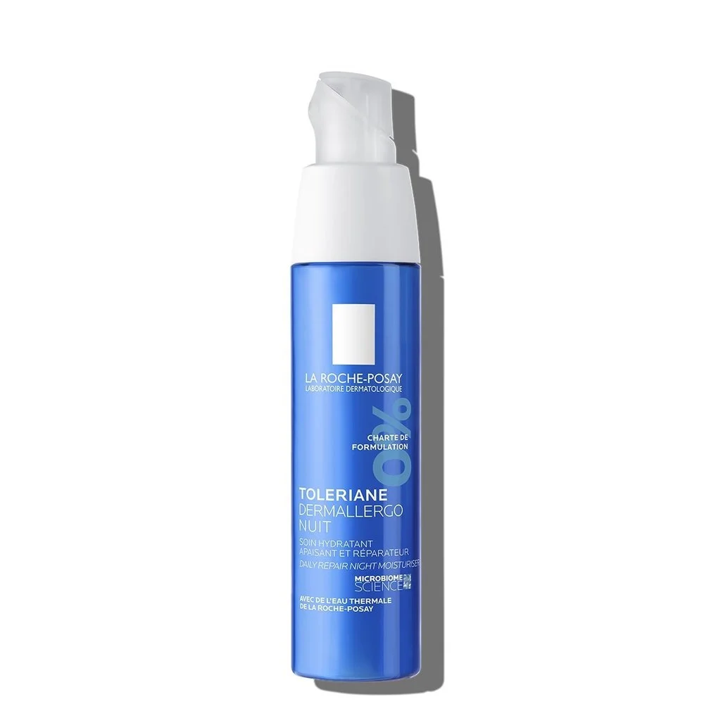 La-Roche-Posay TOLERIANE Dermallergo crème nuit | Peaux sensibles et peaux à tendances allergiques | 40ml Flacon pompe bleu La Roche-Posay Toleriane Dermallergo crème nuit 40ml