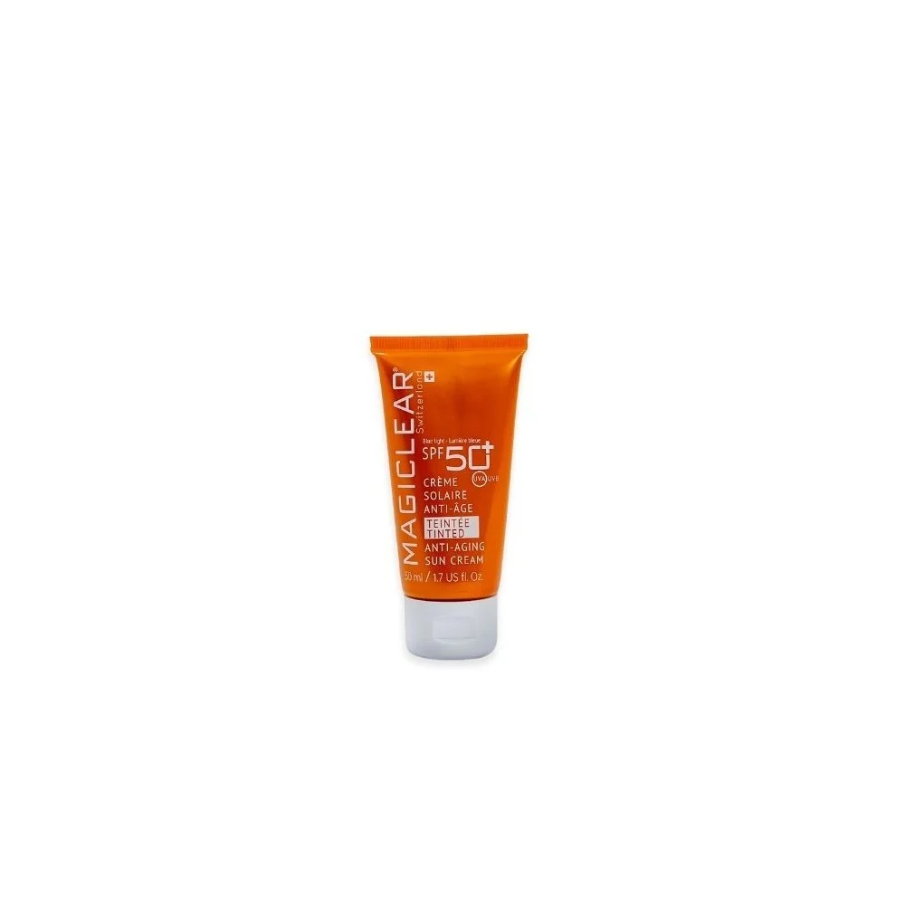 Magiclear Crème Solaire TEINTÉE SPF 50+ PA+++ Tube orange Magiclear crème solaire teintée anti-âge SPF50+